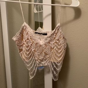 Lace crop top tank